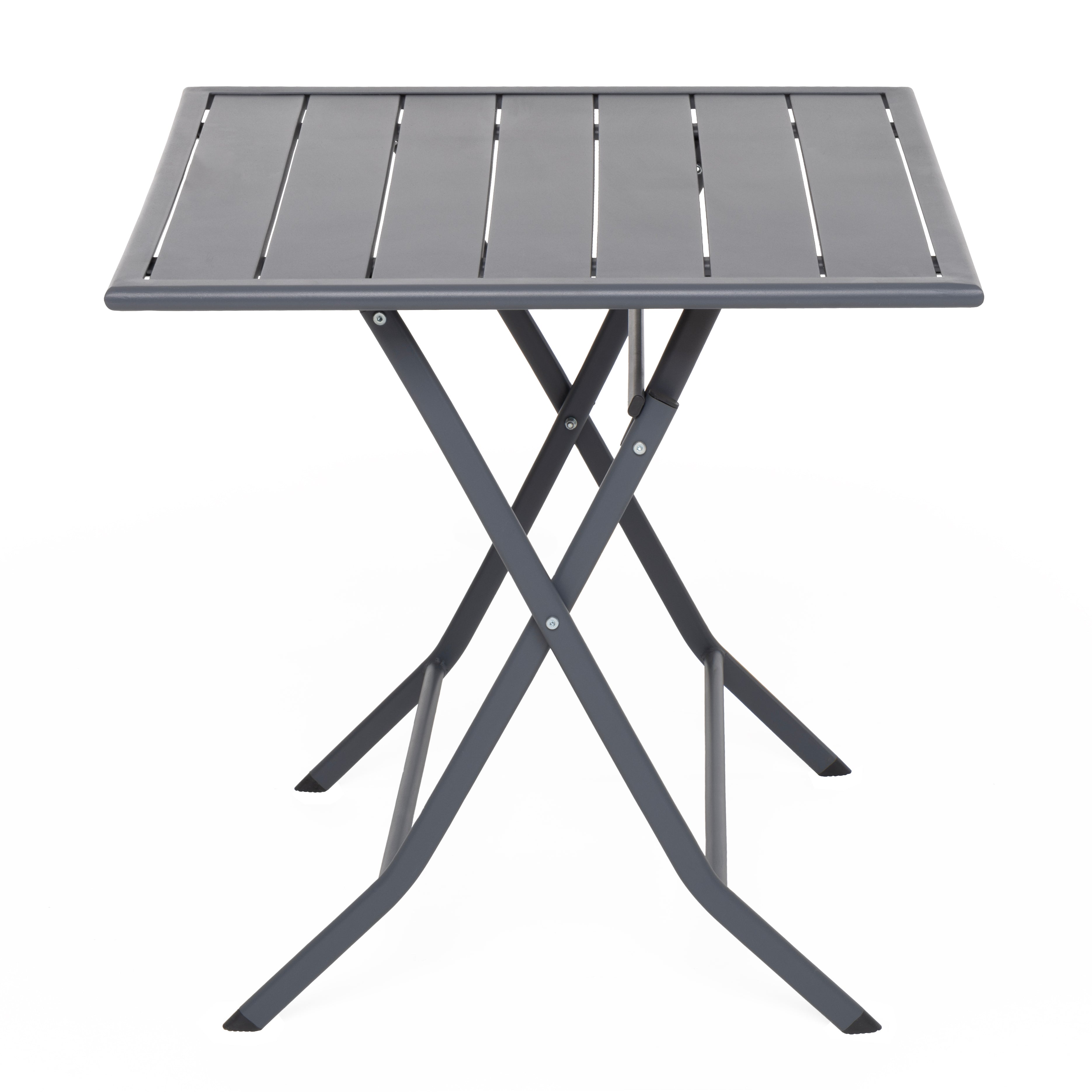 VESTIAMO CASA GIARDINO - Tavolo da giardino pieghevole Quadrato in acciaio Grigio 60x60 cm